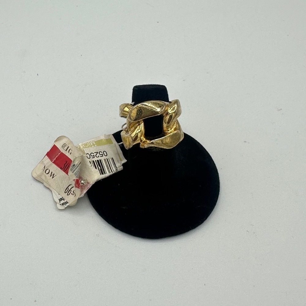 Michael Kors Curb Link Statement Ring Womens Size 6 Gold New With Imperfections